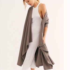 FP Beach Tan Drape Cardigan